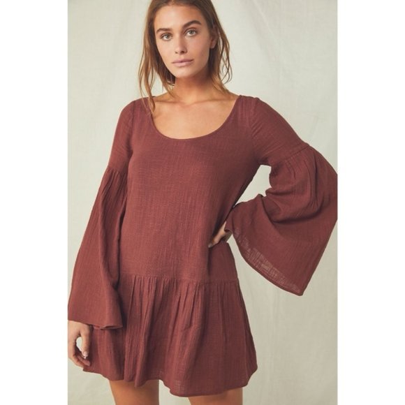 Free People Dresses & Skirts - Free People Kyleigh Mini Dress Burgundy Road
